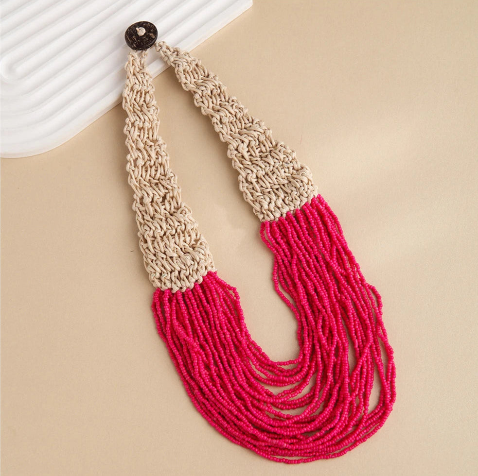 Luna Layers Necklace Bright Pink