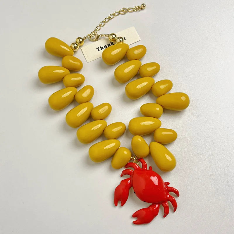 Scarlet Crab Wave Choker Mustard