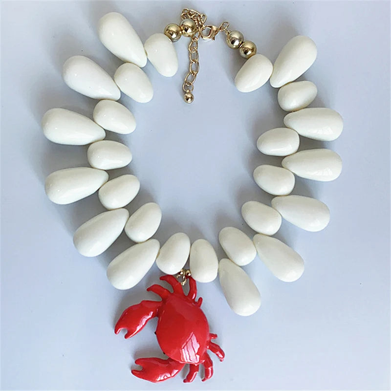Scarlet Crab Wave Choker White