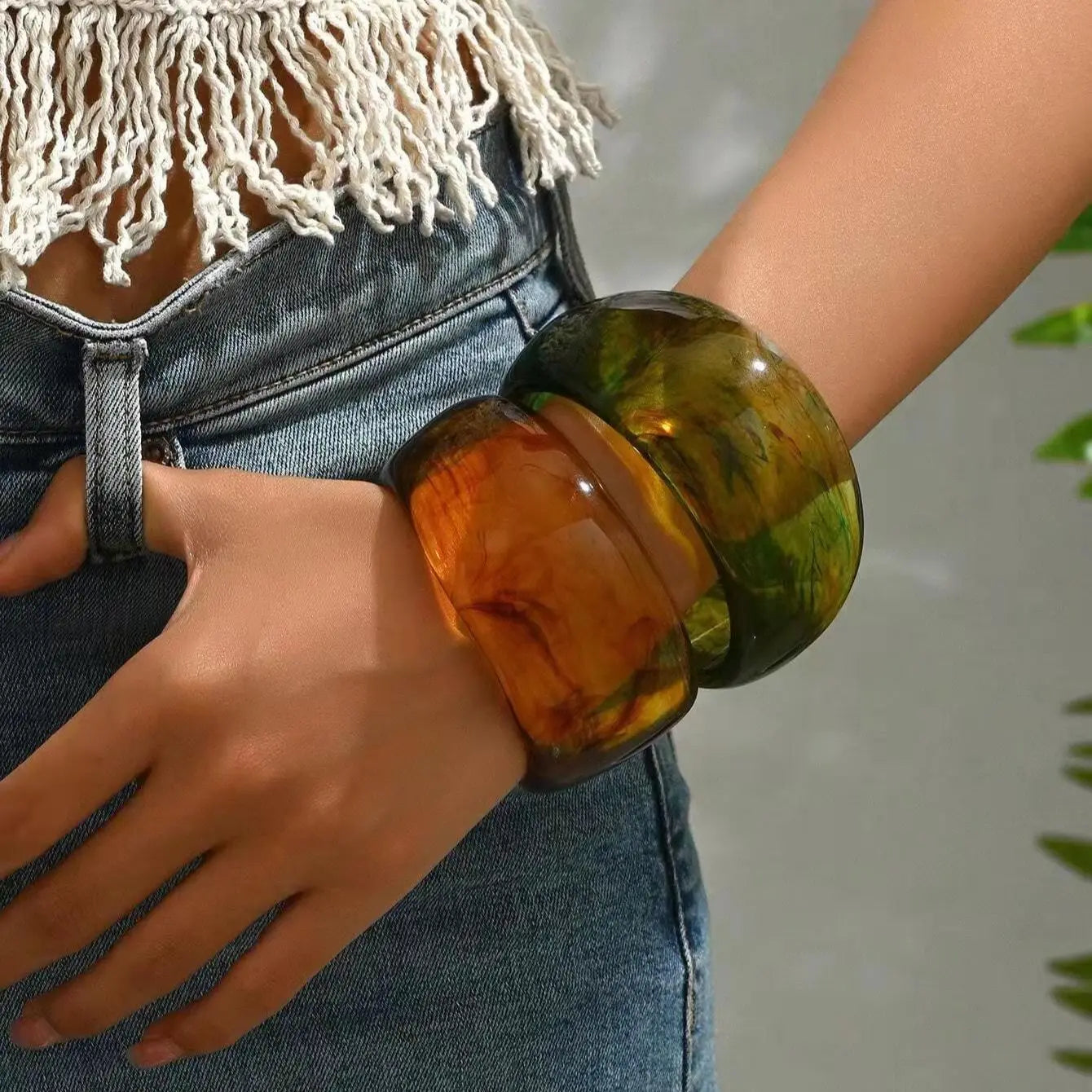 Woman Wearing 2 Charm Storm Bangles