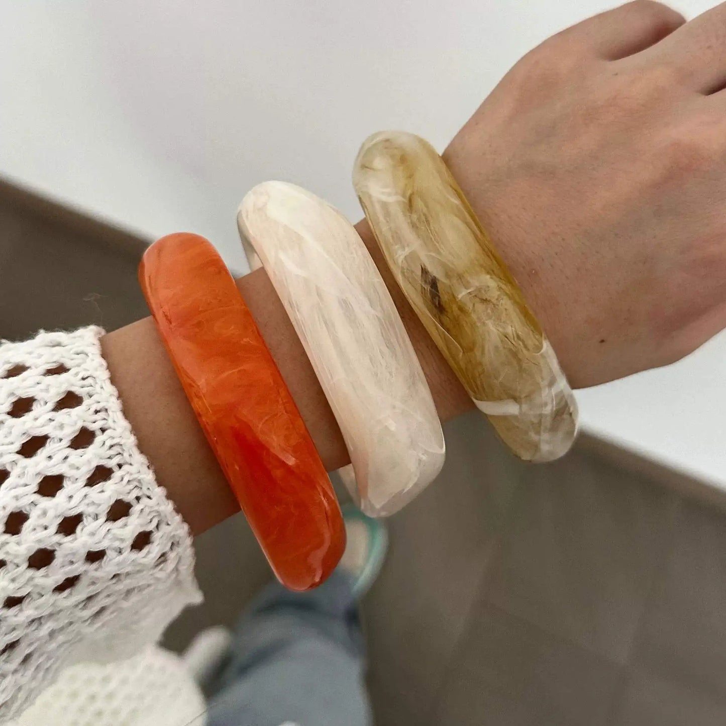 Woman Wearing Eclectic Pop Bangles