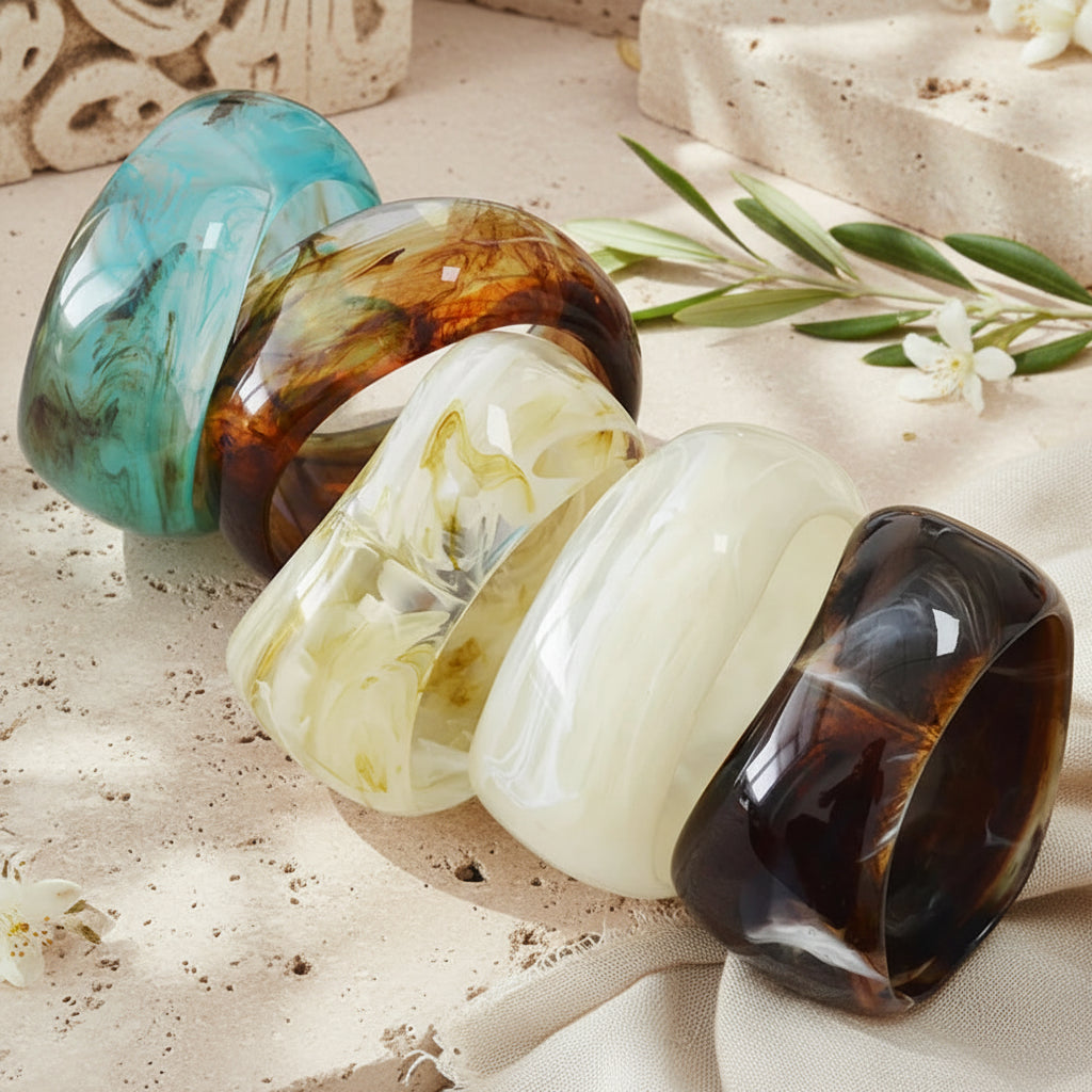 2.48" Diameter SMALL: Obsidian Wave Bangle - 5 colors - Hello Baabs
