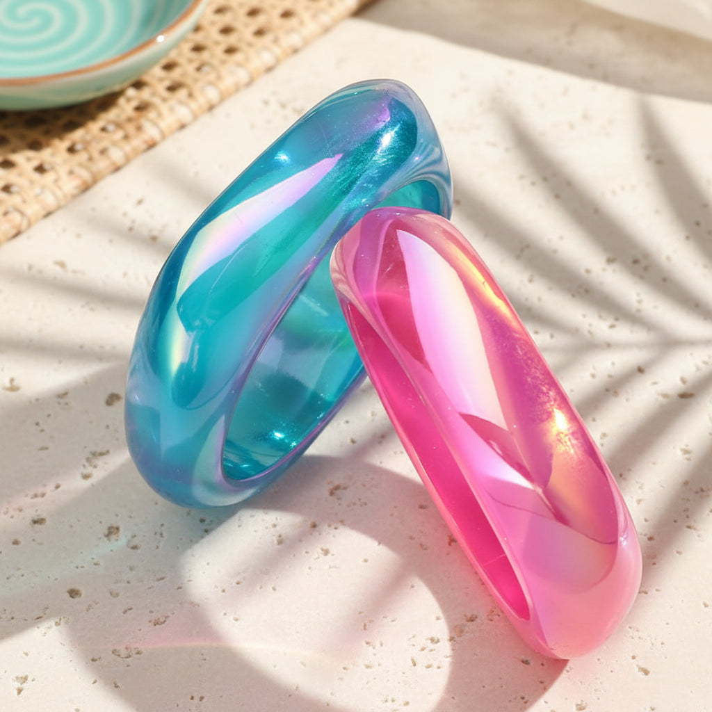 2.50" Diameter: Iridescent Edge Bangles - 8 colors - Hello Baabs