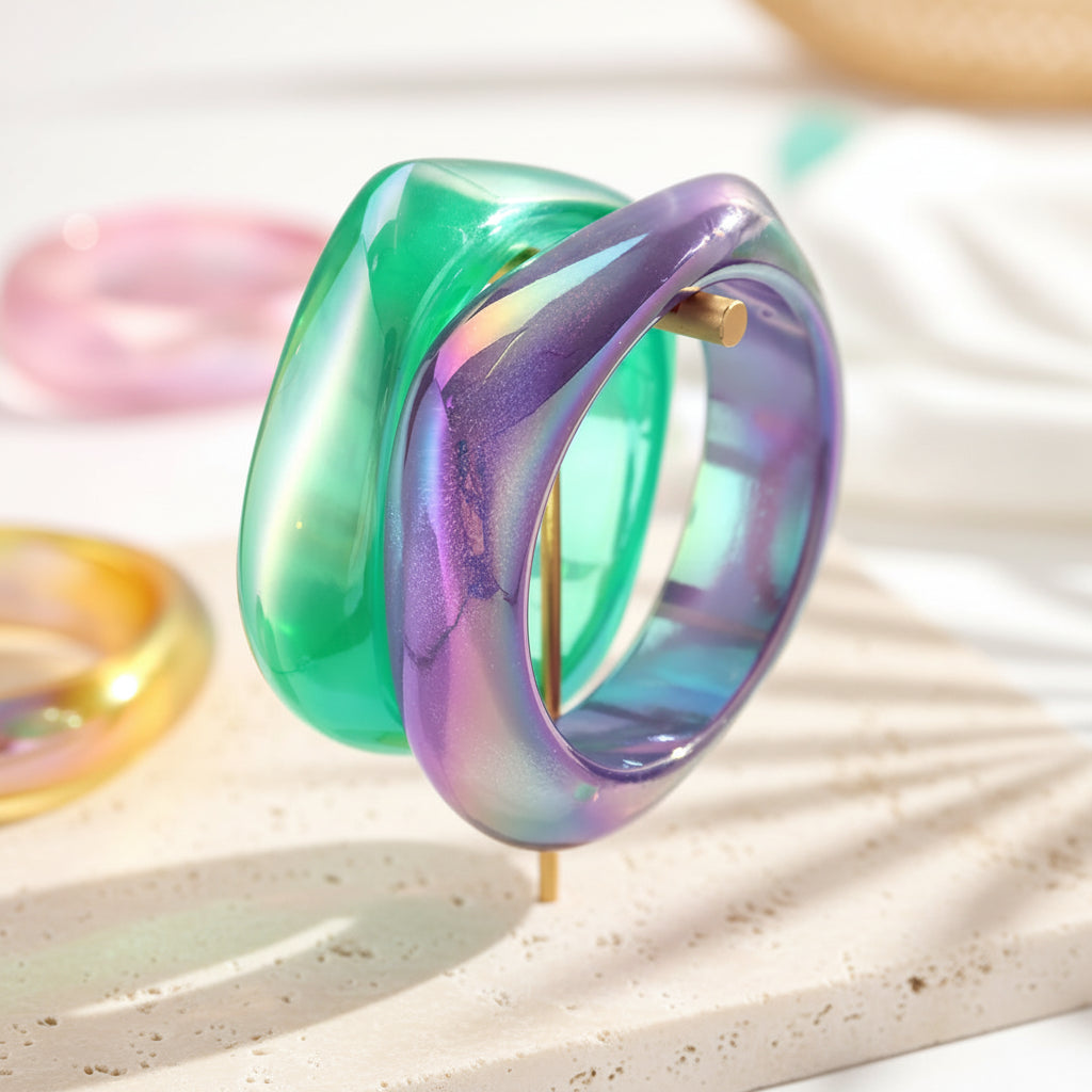 2.50" Diameter: Iridescent Edge Bangles - 8 colors - Hello Baabs