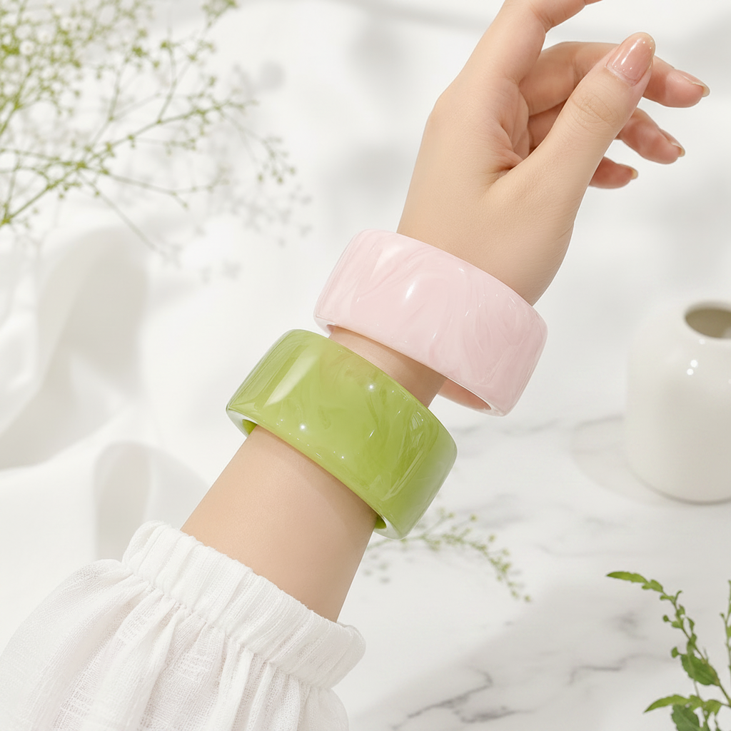 2.55" Diameter: Jade Blush Bangle - 2 colors - Hello Baabs