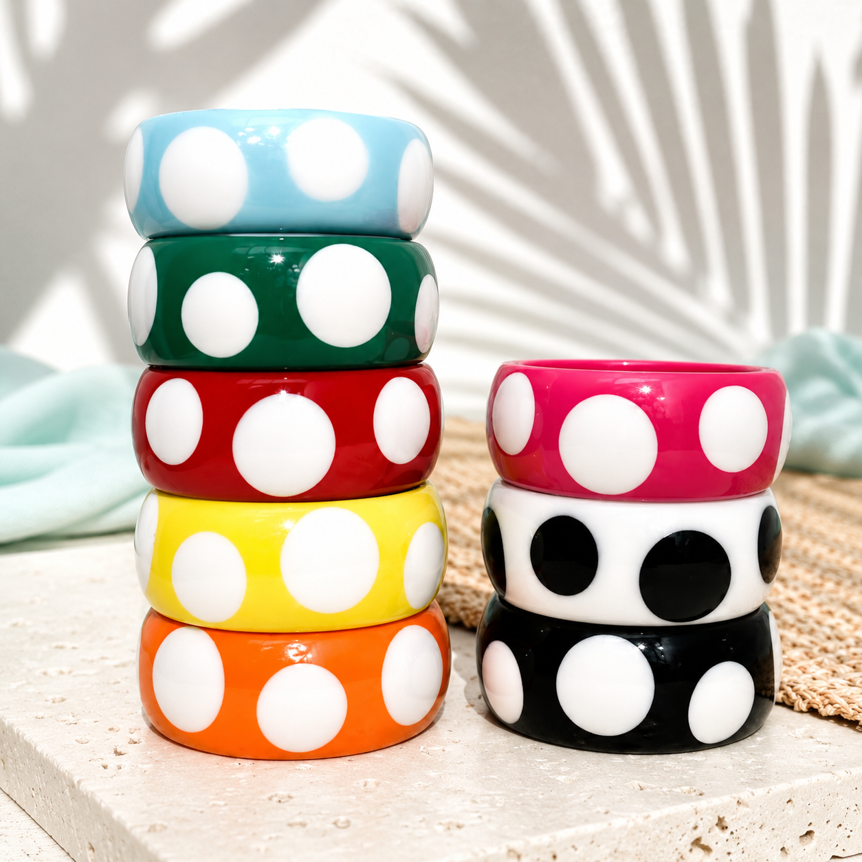 2.60" Diameter: Dotty Diva Resin Bangle - 7 colors - Hello Baabs