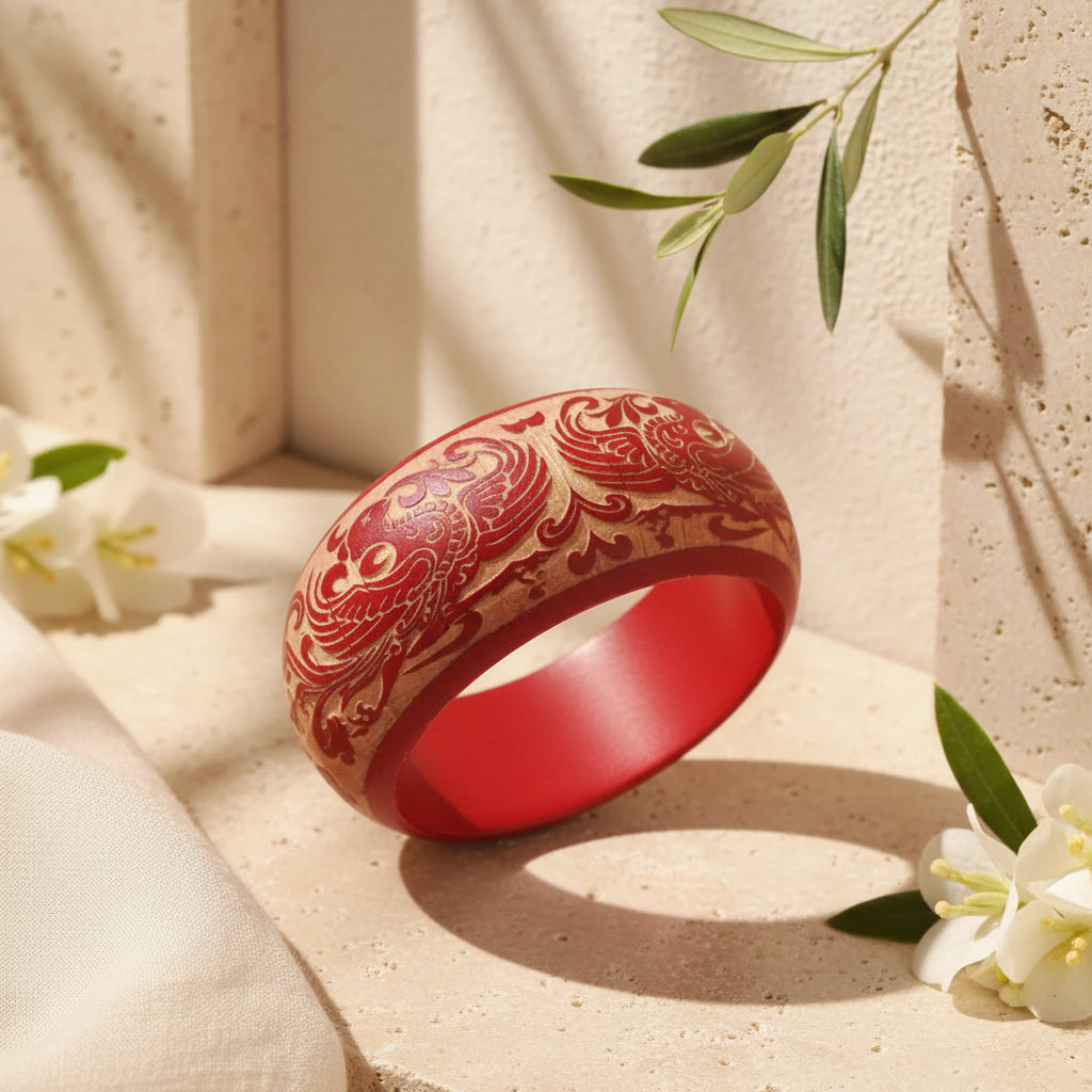 2.64" Diameter: Heritage Pattern Wooden Bangle - 8 variants - Hello Baabs