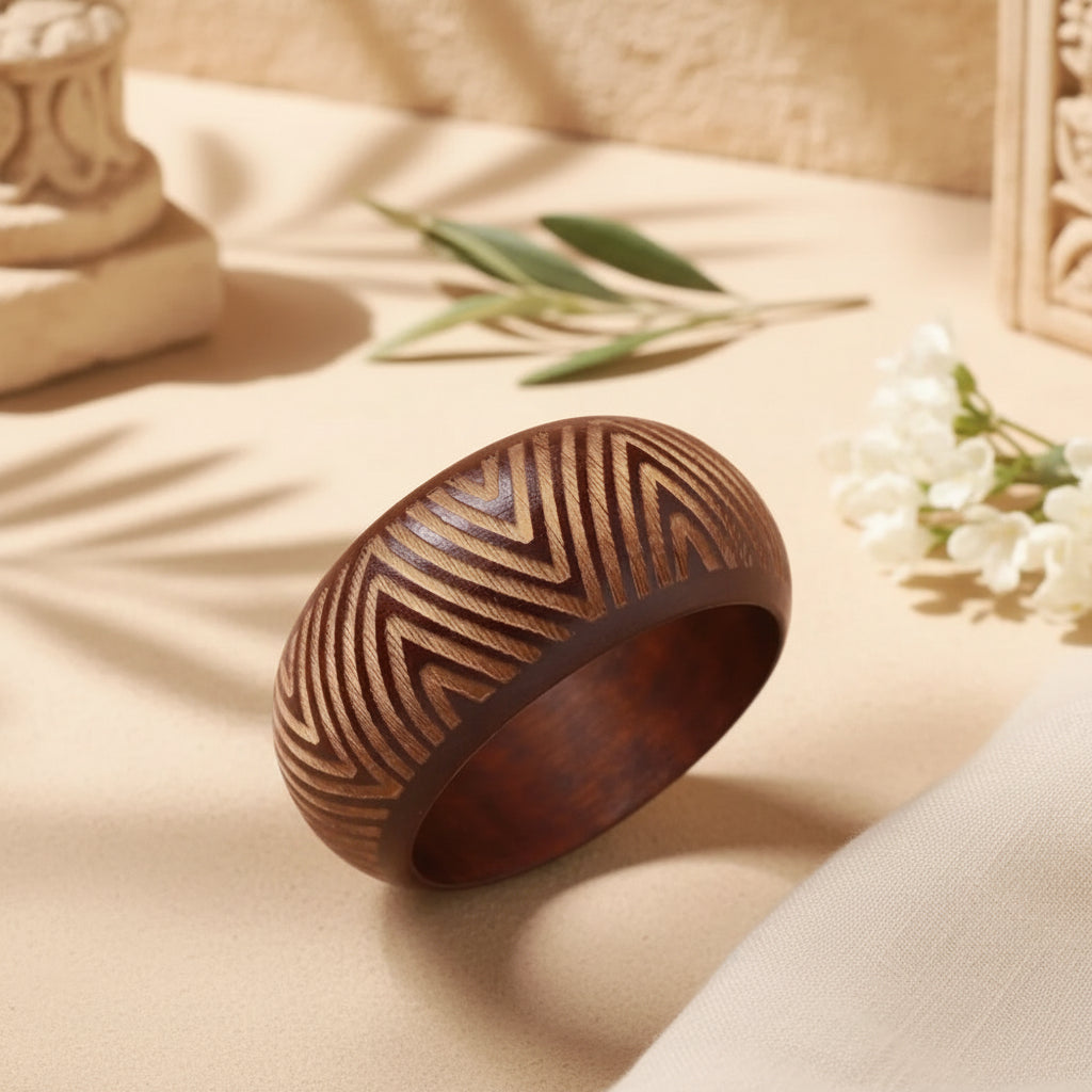 2.64" Diameter: Heritage Pattern Wooden Bangle - 8 variants - Hello Baabs