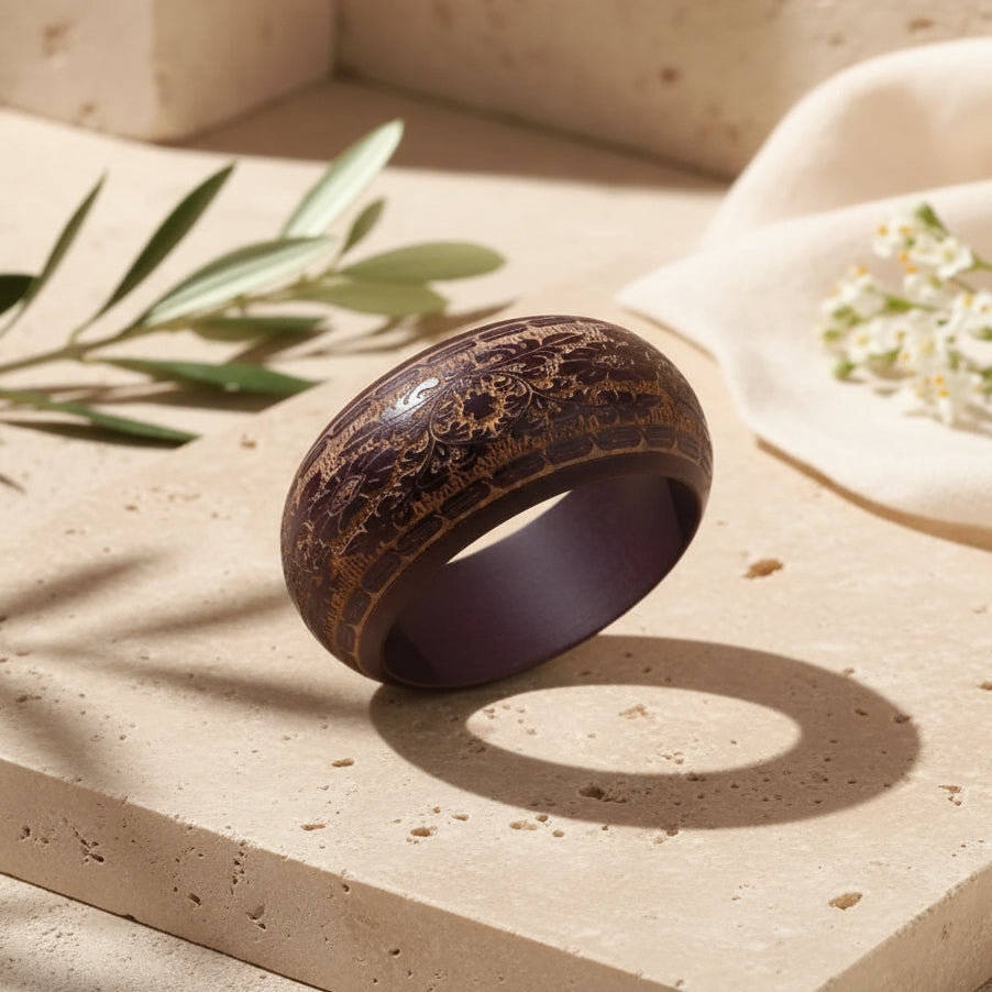 2.64" Diameter: Heritage Pattern Wooden Bangle - 8 variants - Hello Baabs