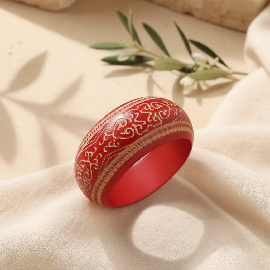 2.64" Diameter: Heritage Pattern Wooden Bangle - 8 variants - Hello Baabs