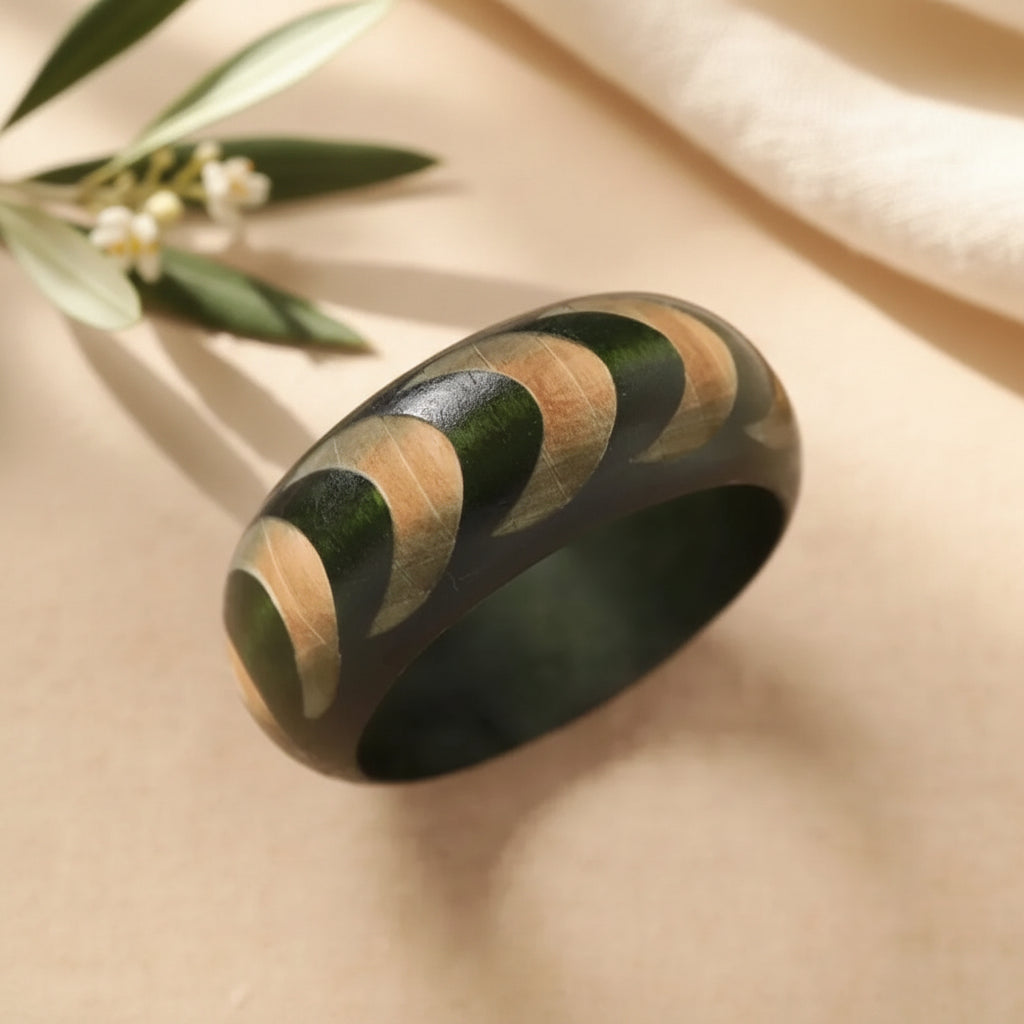2.64" Diameter: Heritage Pattern Wooden Bangle - 8 variants - Hello Baabs