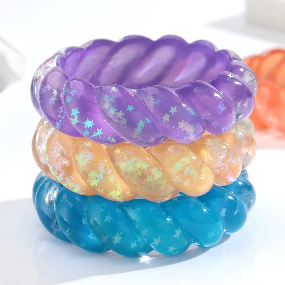 2.70" Diameter: Cosmic Candy Twist Bangle - 5 colors - Hello Baabs