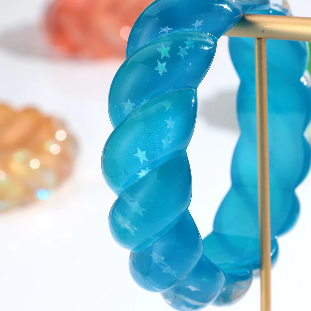 2.70" Diameter: Cosmic Candy Twist Bangle - 5 colors - Hello Baabs