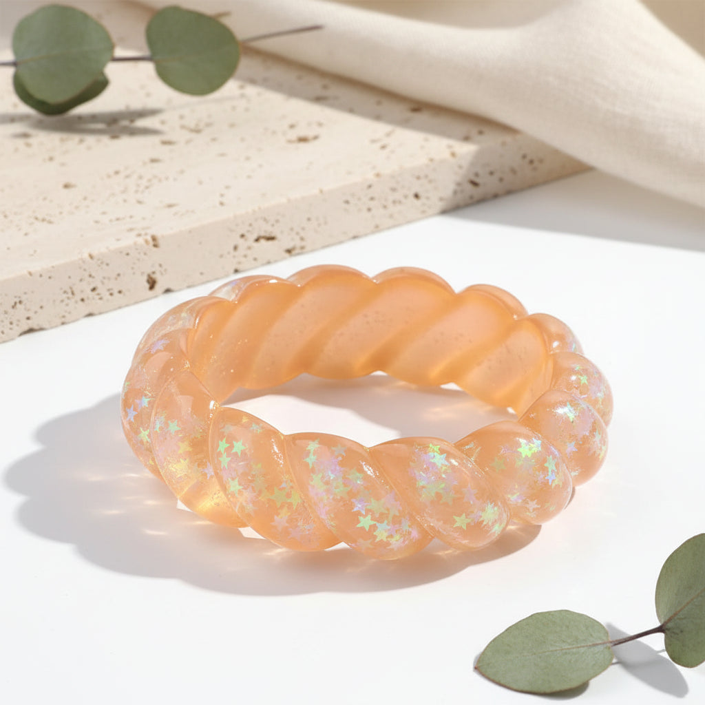 2.70" Diameter: Cosmic Candy Twist Bangle - 5 colors - Hello Baabs