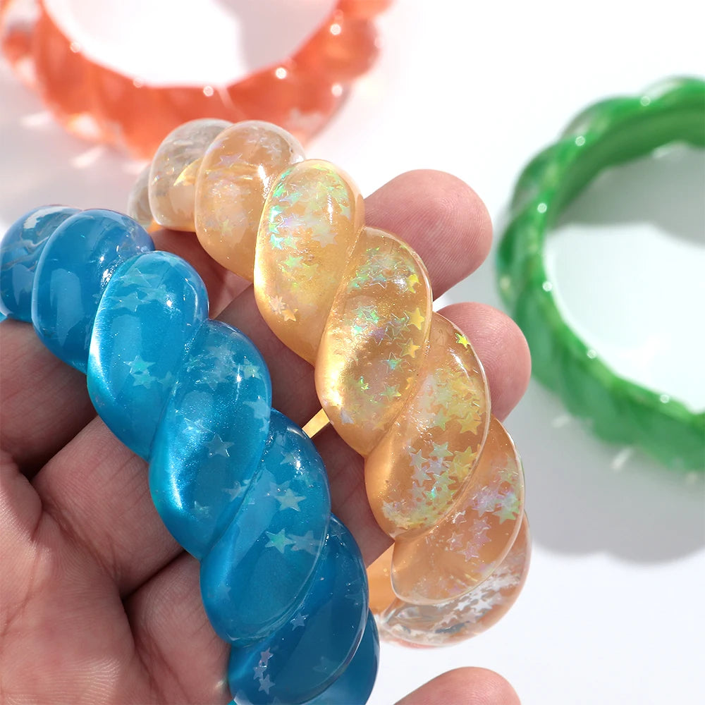 2.70" Diameter: Cosmic Candy Twist Bangle - 5 colors - Hello Baabs