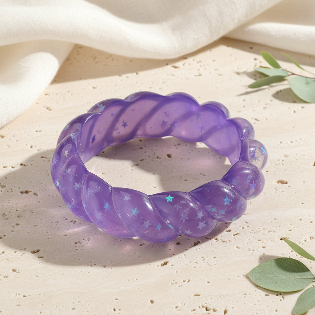 2.70" Diameter: Cosmic Candy Twist Bangle - 5 colors - Hello Baabs