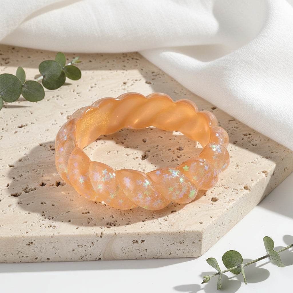 2.70" Diameter: Cosmic Candy Twist Bangle - 5 colors - Hello Baabs