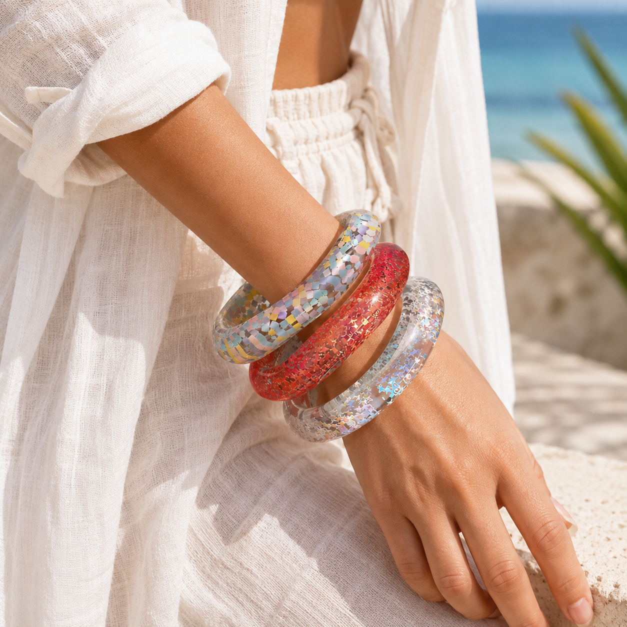 2.70" Diameter: Glitter Riot Bangle - 6 colors - Hello Baabs