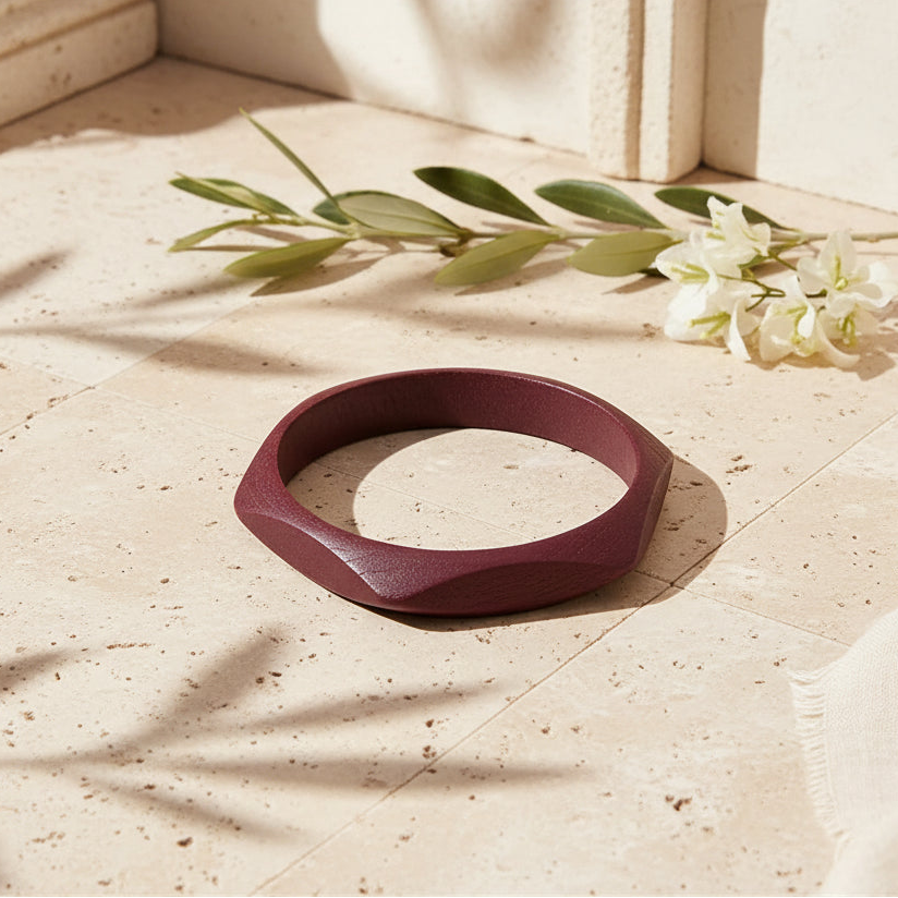 2.72" Diameter: Café Geometry Wood Bangle - 3 colors - Hello Baabs