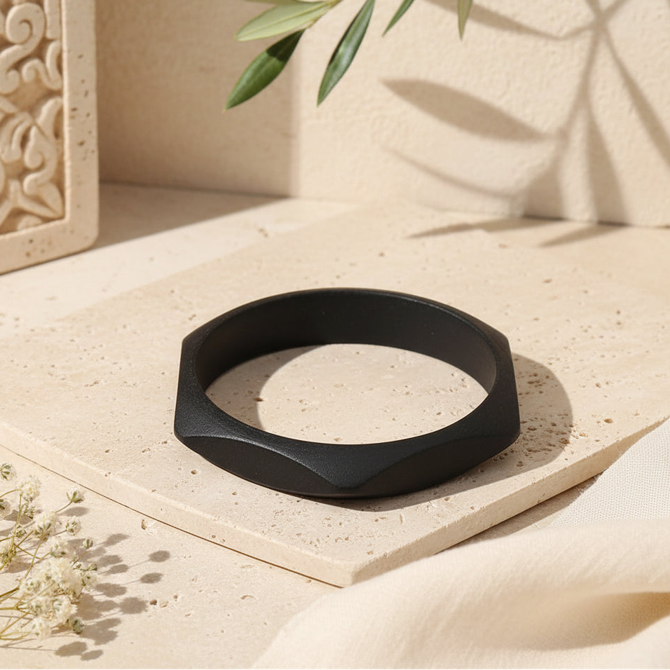 2.72" Diameter: Café Geometry Wood Bangle - 3 colors - Hello Baabs