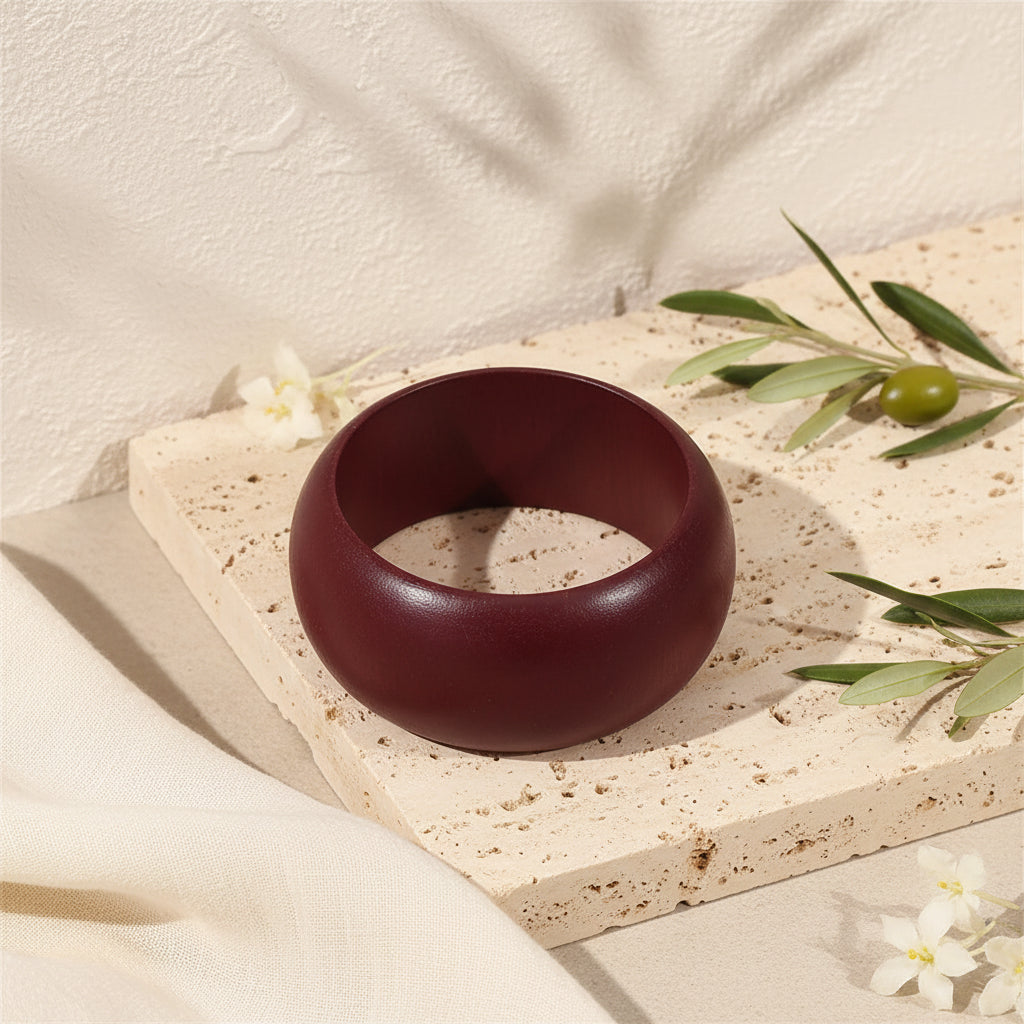 2.72" Diameter: Timber Luxe Wide Wooden Bangle - 4 colors - Hello Baabs