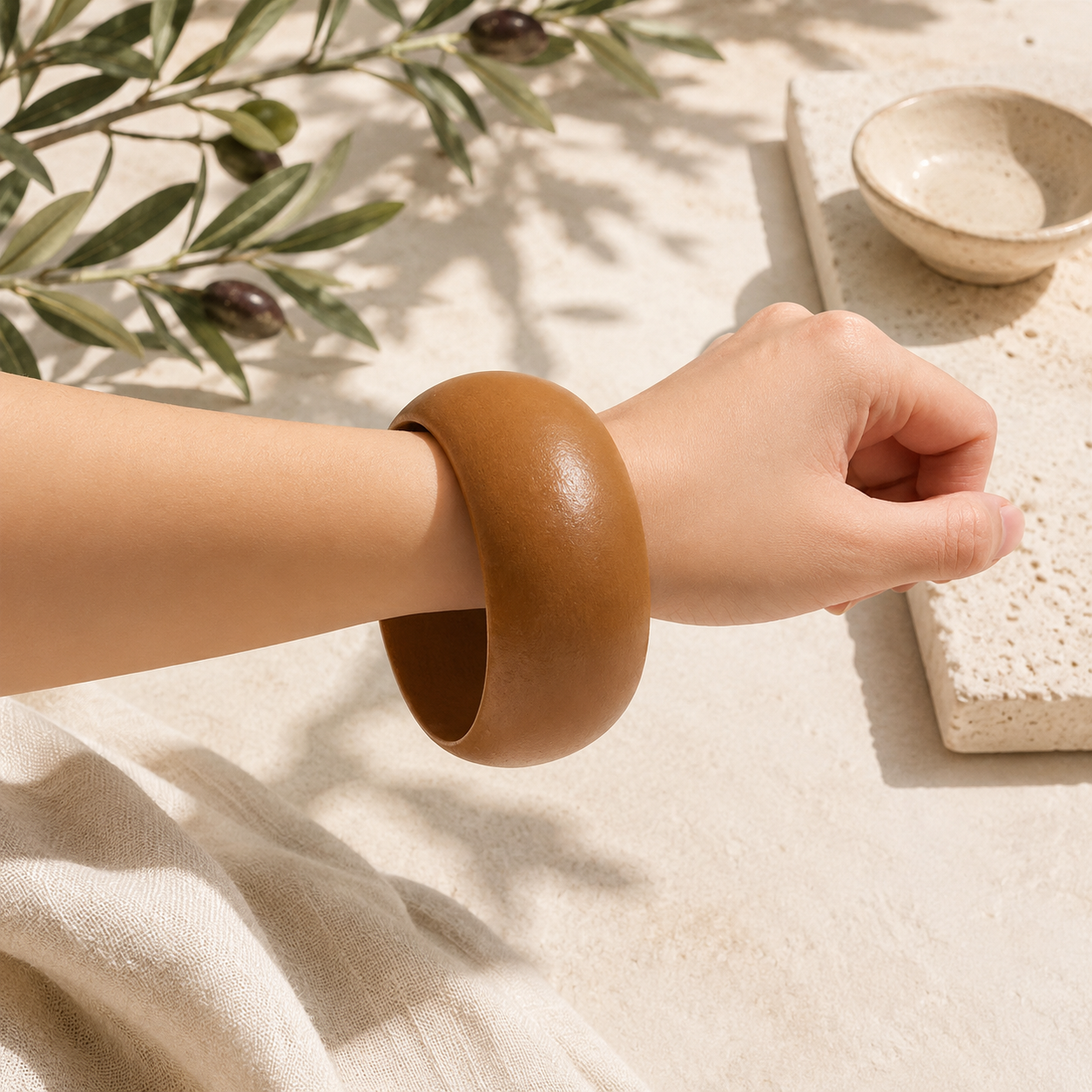 2.72" Diameter: Timber Luxe Wide Wooden Bangle - 4 colors - Hello Baabs