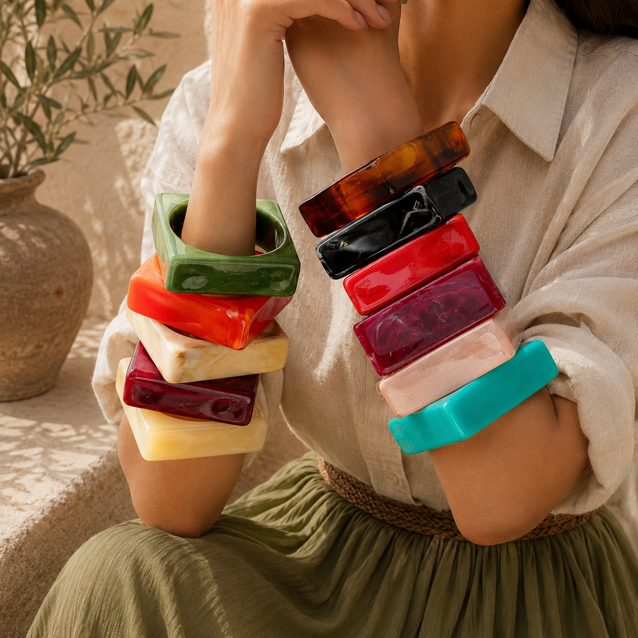 2.95" Diameter: Square Theory Bangle - 11 colors - Hello Baabs