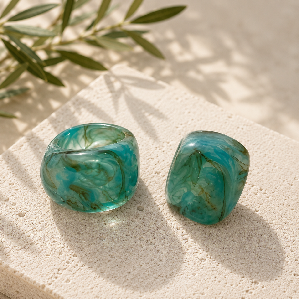 Aqua Ripple Ring (size 7) - 2 variants - Hello Baabs