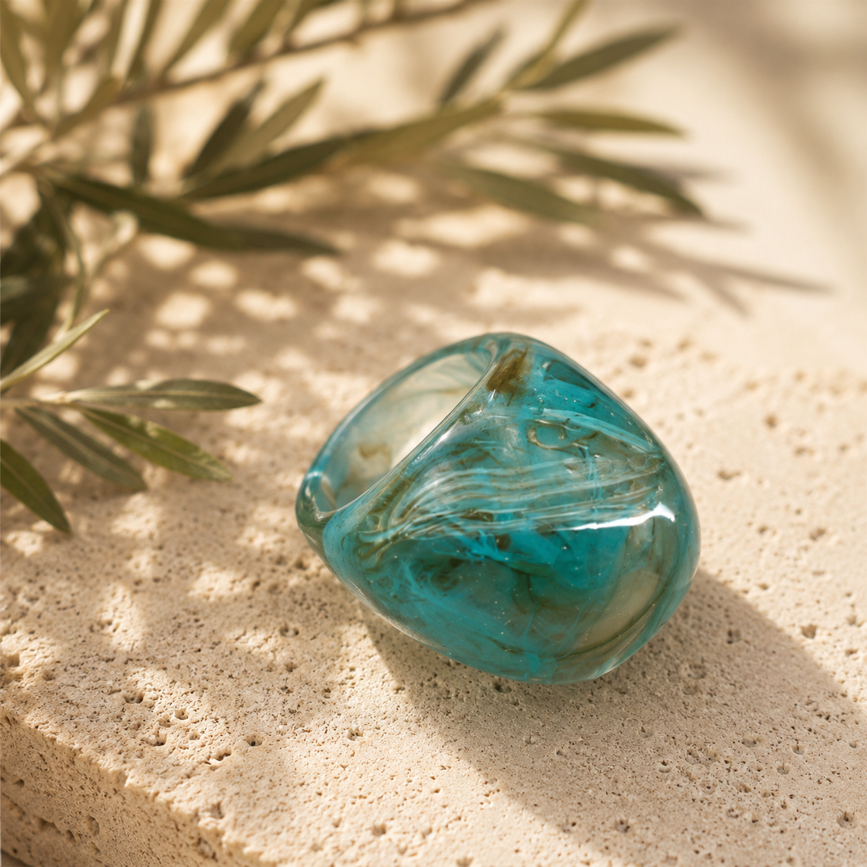 Aqua Ripple Ring (size 7) - 2 variants - Hello Baabs