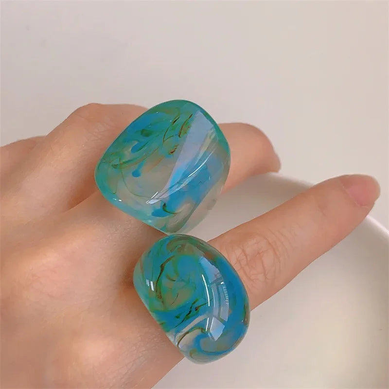 Aqua Ripple Ring (size 7) - 2 variants - Hello Baabs LLC 