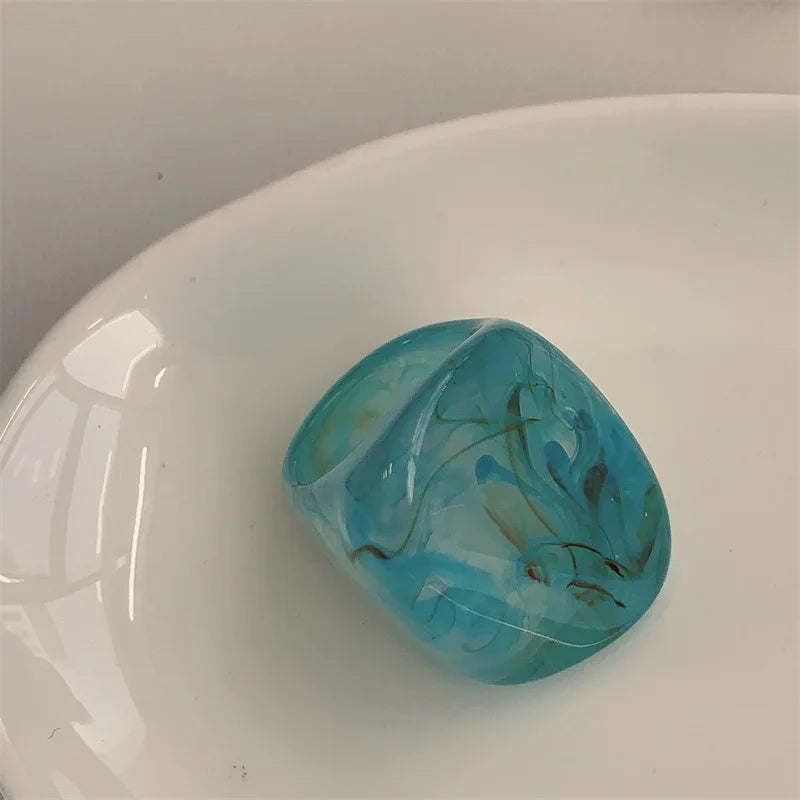 Aqua Ripple Ring (size 7) - 2 variants - hello baabs 