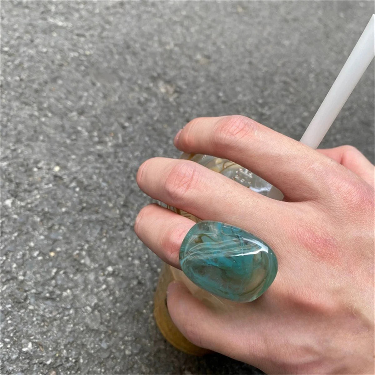 Aqua Ripple Ring (size 7) - 2 variants - hello baabs 