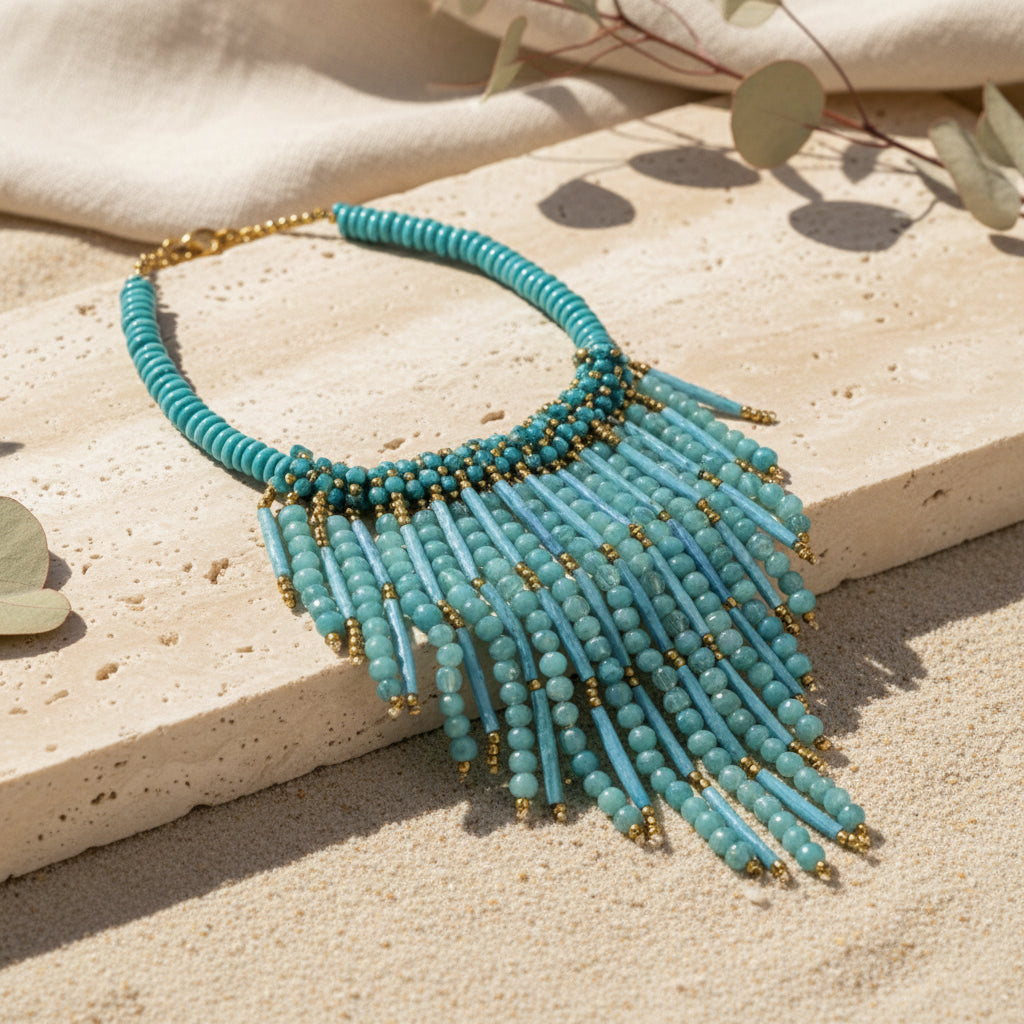 Azure Drift Statement Necklace - Hello Baabs