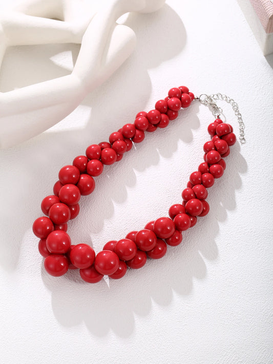 Beaded Glory Necklace Red
