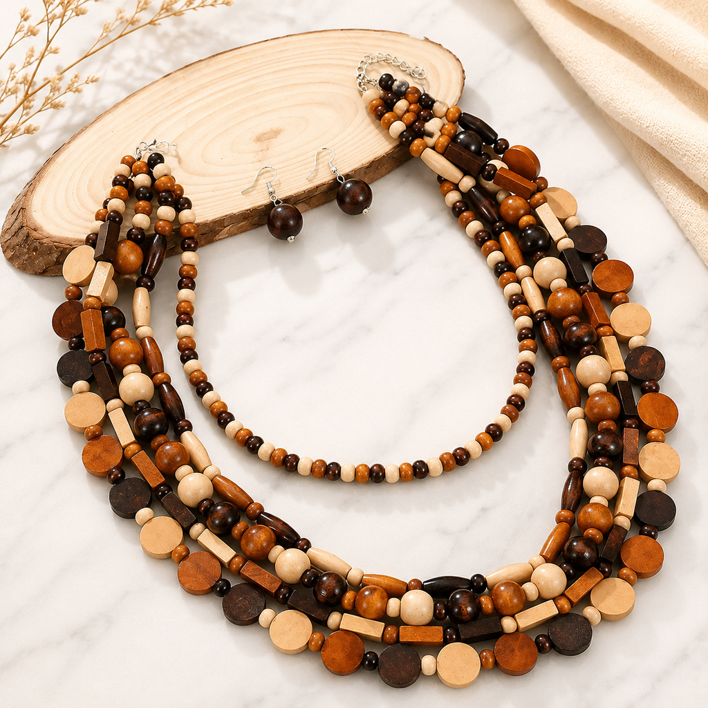Boheme Ancestry Statement Necklace & Earrings Set - 4 variants - Hello Baabs