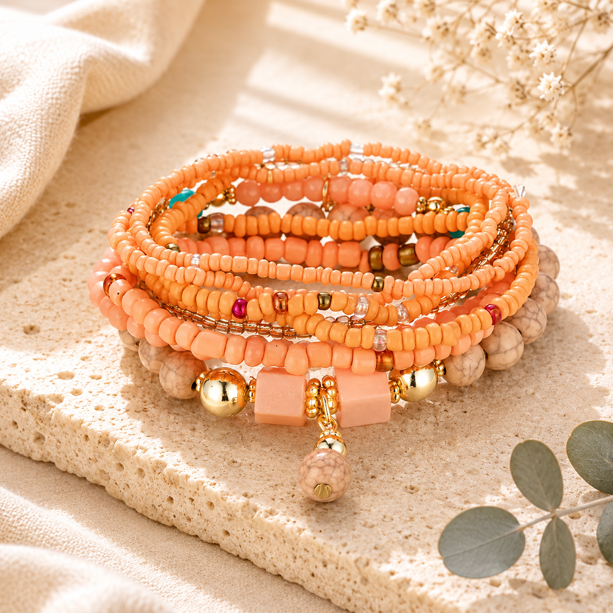 Boho Burst Stretch Bracelet Set - 7 colors - Hello Baabs