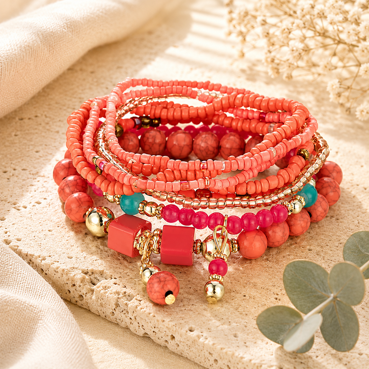 Boho Burst Stretch Bracelet Set - 7 colors - Hello Baabs