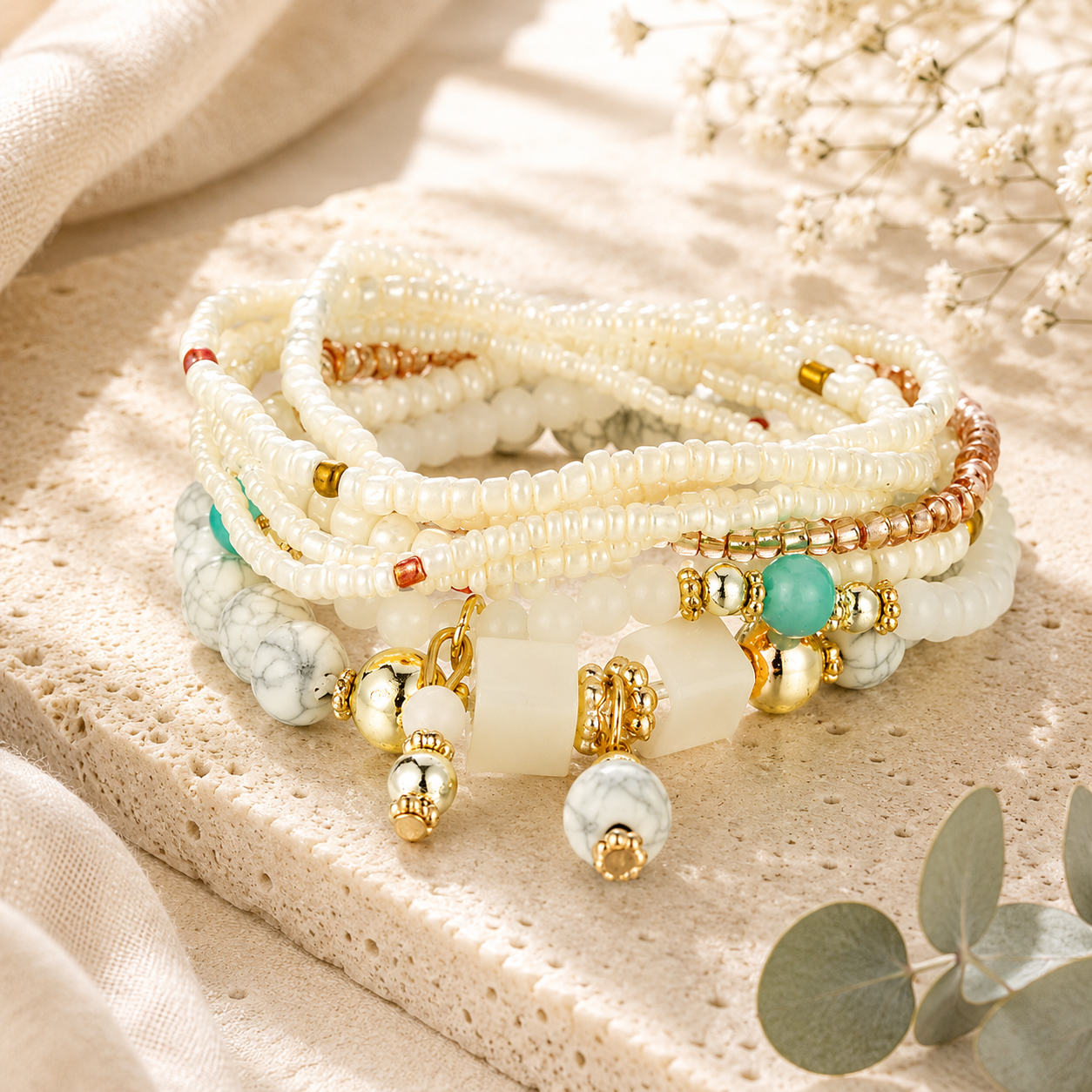 Boho Burst Stretch Bracelet Set - 7 colors - Hello Baabs