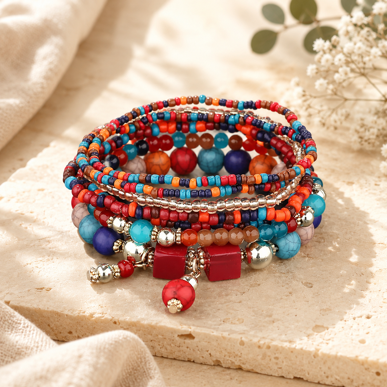 Boho Burst Stretch Bracelet Set - 7 colors - Hello Baabs