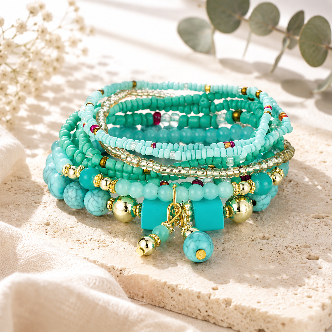 Boho Burst Stretch Bracelet Set - 7 colors - Hello Baabs