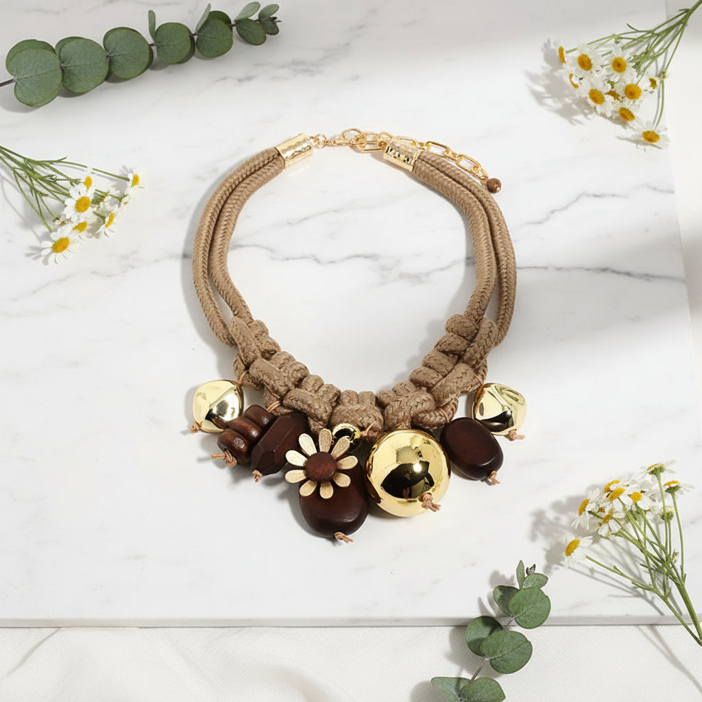 Braided Wildflower Charm Necklace - Hello Baabs