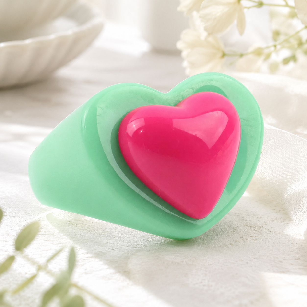 Bubblegum Heart Ring (size 8 and 9) - 3 colors - Hello Baabs