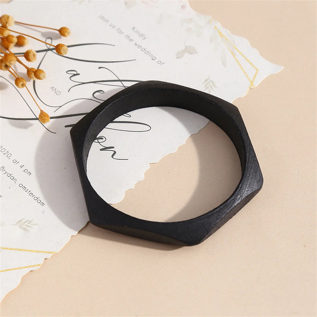 Café Geometry Wood Bangle (2.72" diameter) - 3 colors - Hello Baabs LLC 