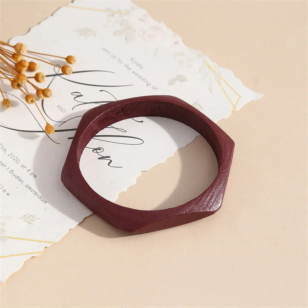 Café Geometry Wood Bangle (2.72" diameter) - 3 colors - hello baabs 