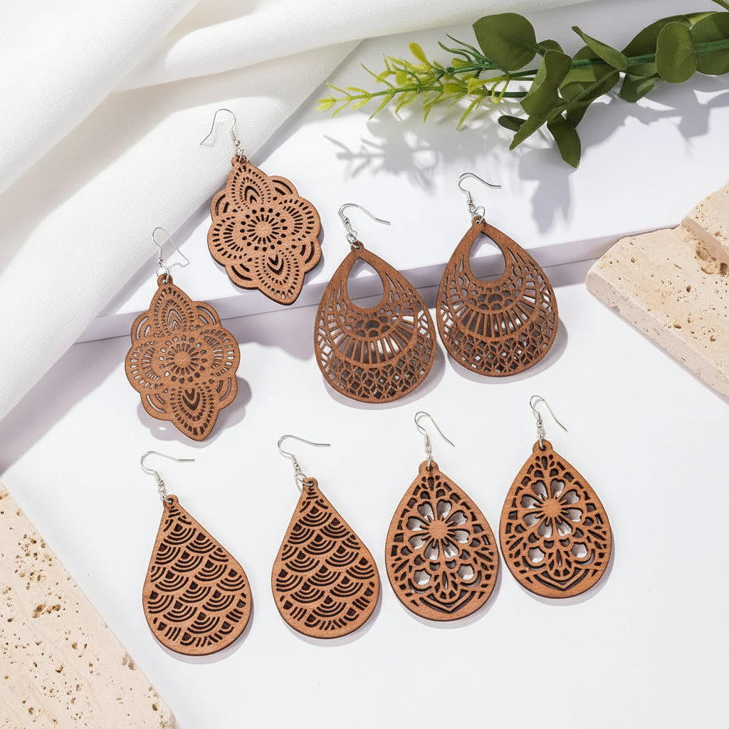 Carved Canvas Earrings - 4 variants - Hello Baabs