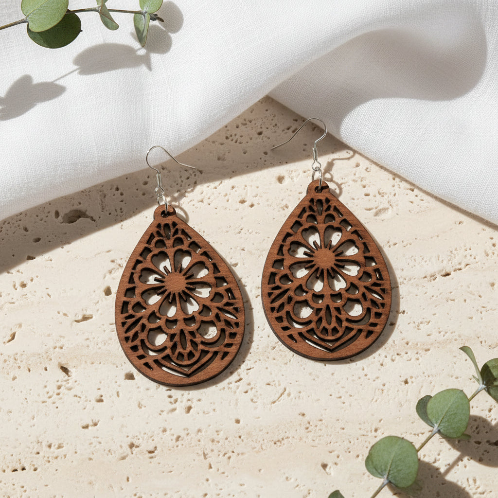 Carved Canvas Earrings - 4 variants - Hello Baabs