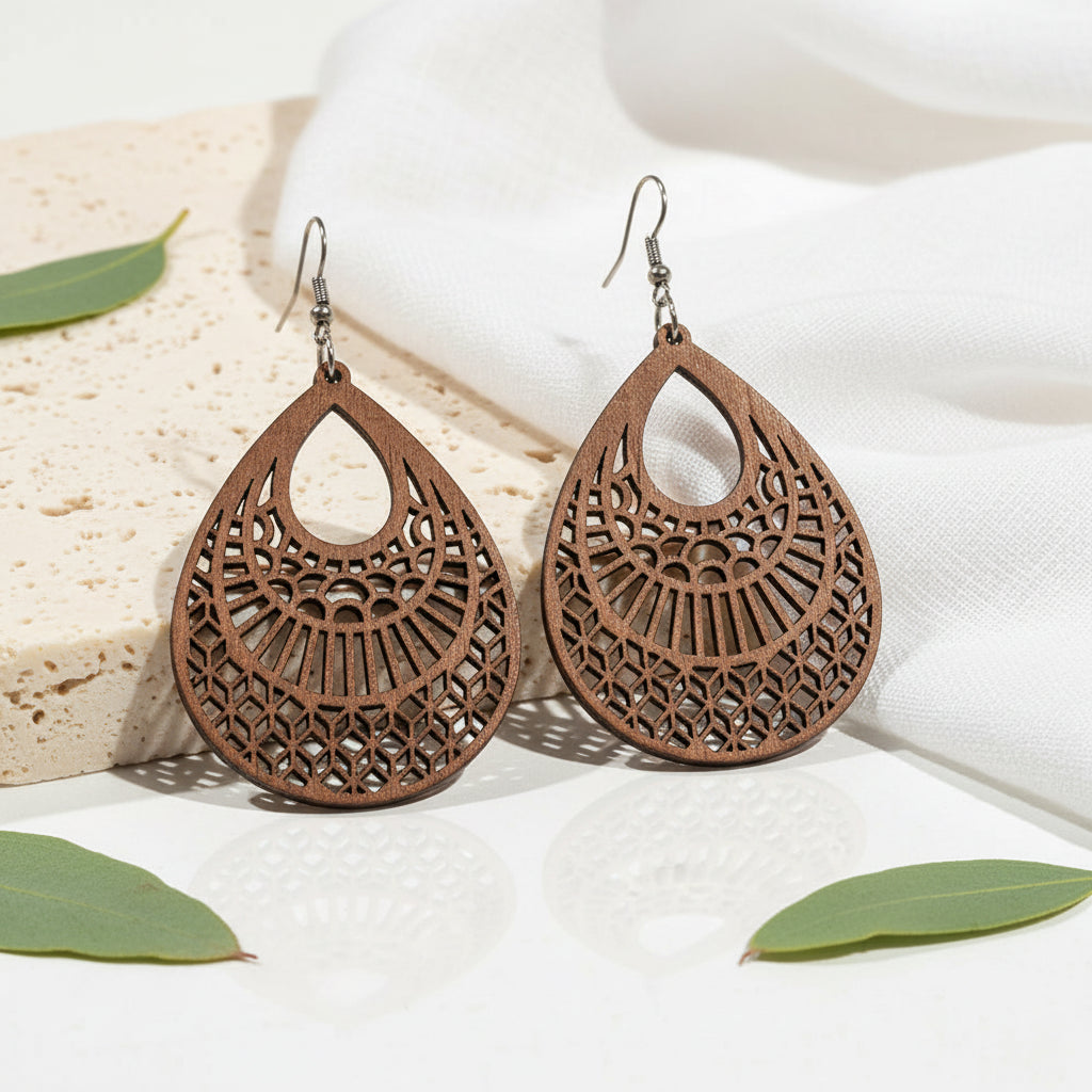 Carved Canvas Earrings - 4 variants - Hello Baabs