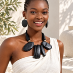 Carved Character Necklace and Earrings Set - 2 colors - Hello Baabs