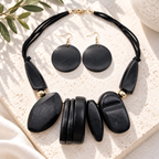 Carved Character Necklace and Earrings Set - 2 colors - Hello Baabs