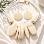 Carved Character Necklace and Earrings Set - 2 colors - Hello Baabs